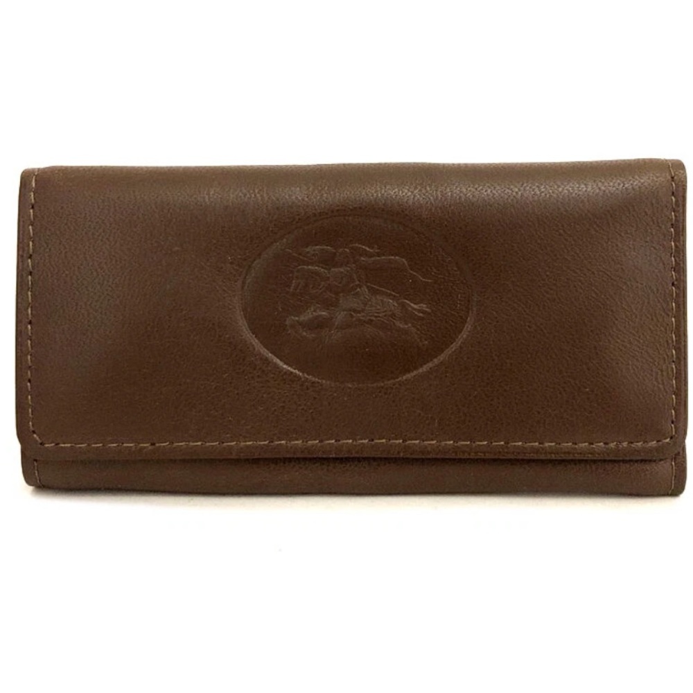 Burberry Brown Leather Wallet Key Ring Luxurious Chic Fashion
